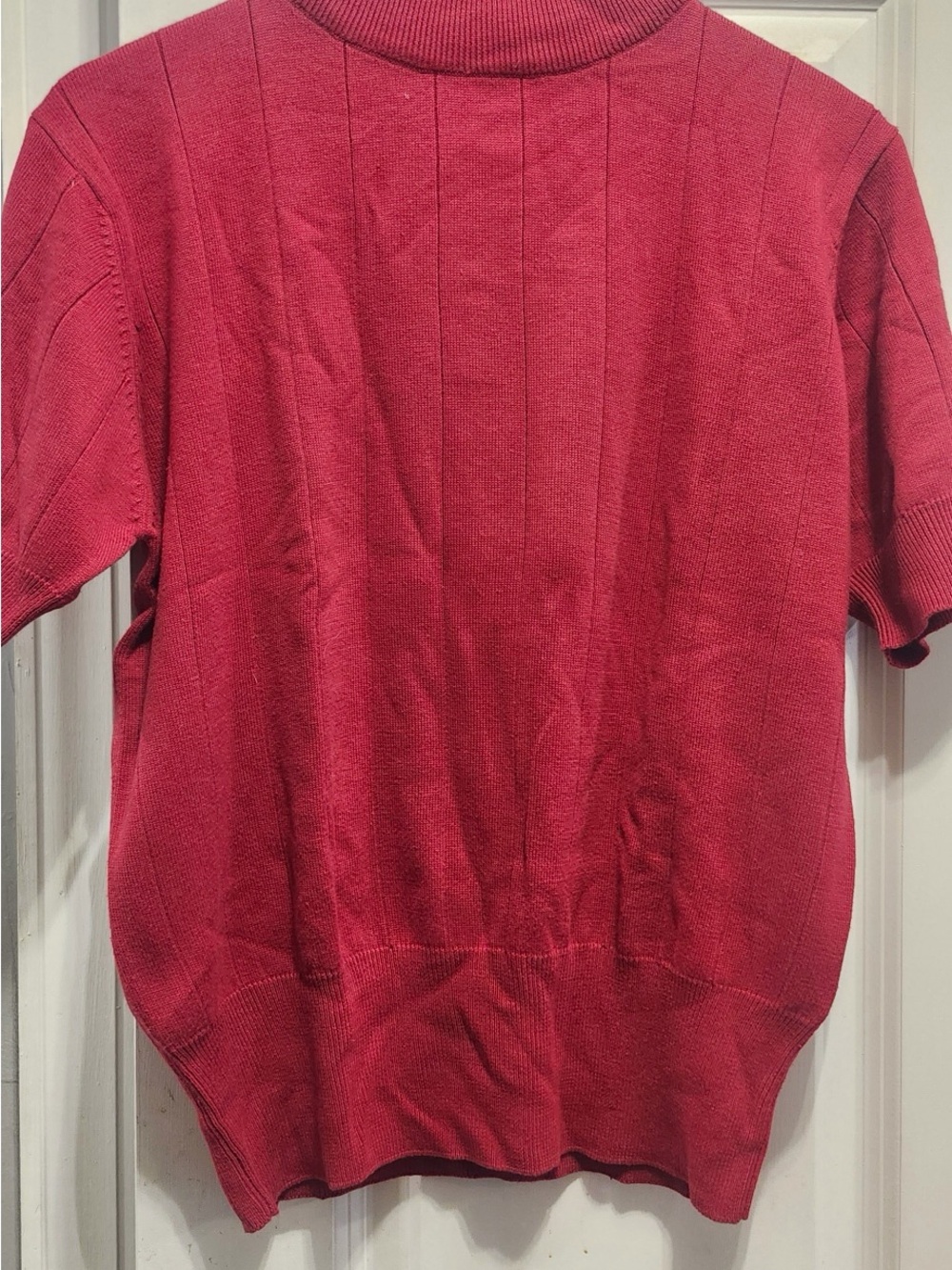 dressbarn Red Ribbed Crew Neck Knit Top